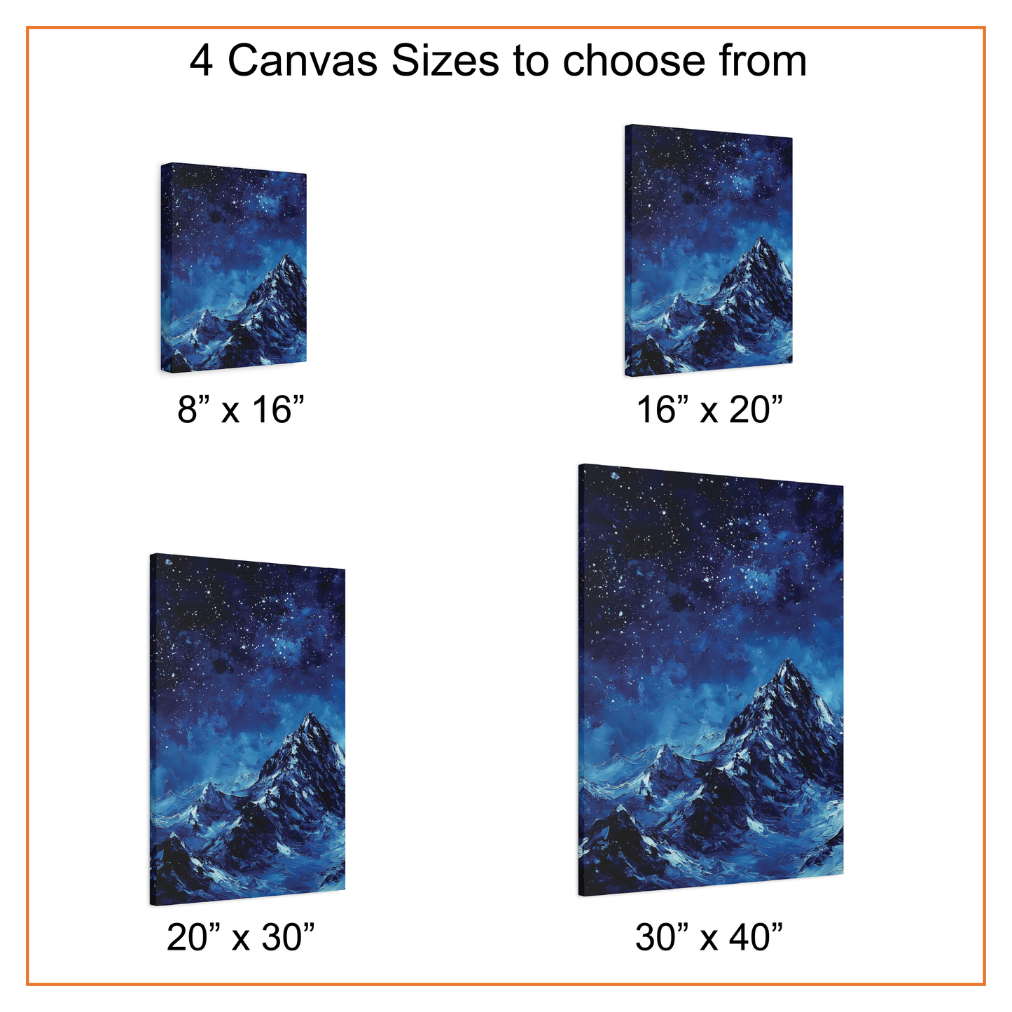 Starry Sky Night Mountain Canvas or Poster Print, Snowy Peak Landscape Painting Style Print Wall Art, Celestial Night Nature Home Decor