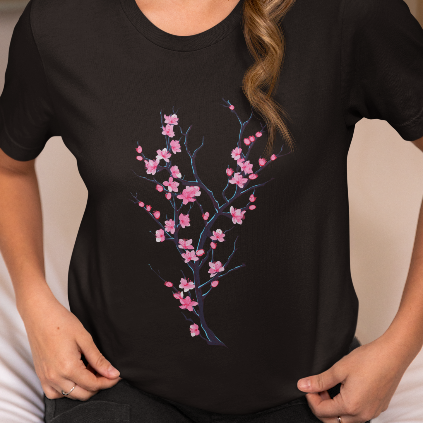 Cherry Blossom Shirt, Japan Shirt, Neon Sakura Tree Shirt, Japanese Flower Shirt, Spring Shirt, Botanical Shirt, Garden Shirt, Tree Shirt