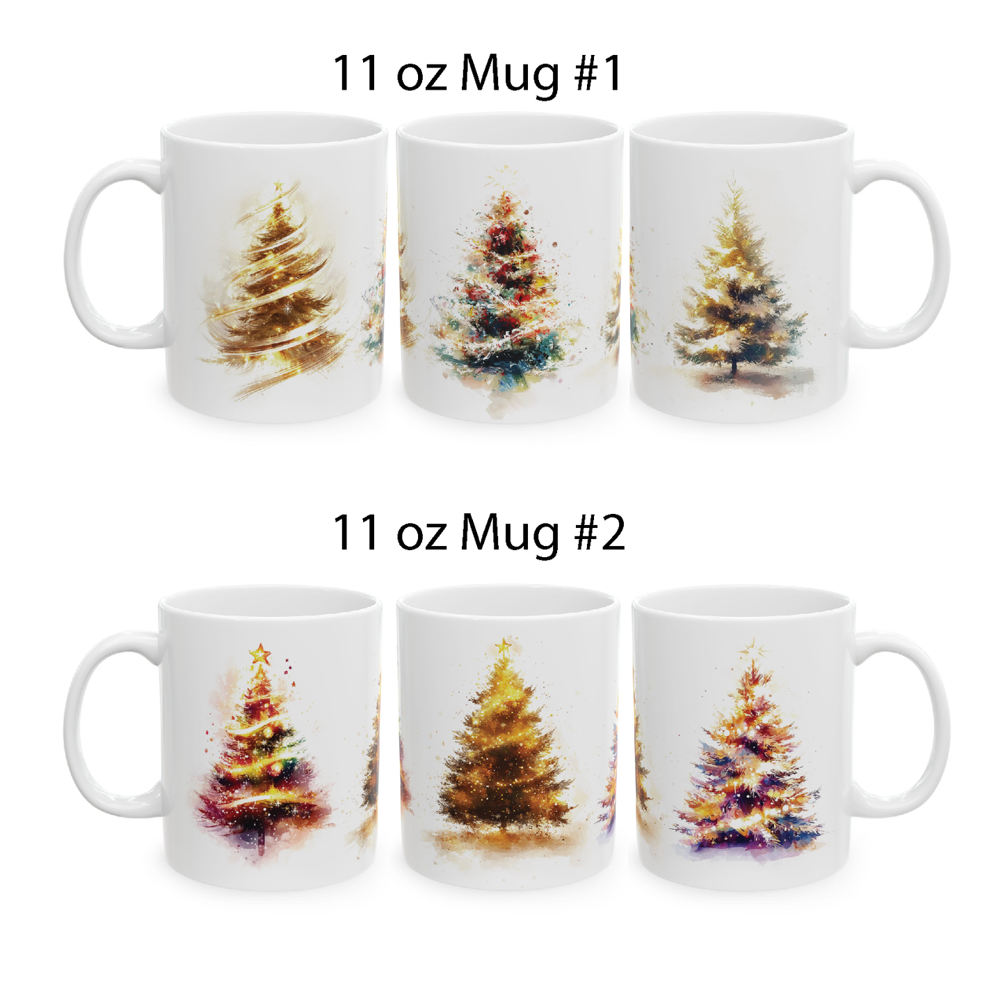 A Pair of Christmas Tree Mugs, 2 Coffee Mugs, Christmas Gifts, Christmas Decoration, Xmas Decor, Christmas Tea Cups, Holiday Season Mugs