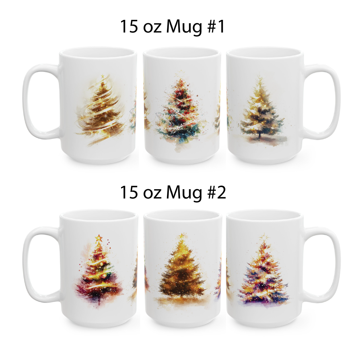 A Pair of Christmas Tree Mugs, 2 Coffee Mugs, Christmas Gifts, Christmas Decoration, Xmas Decor, Christmas Tea Cups, Holiday Season Mugs