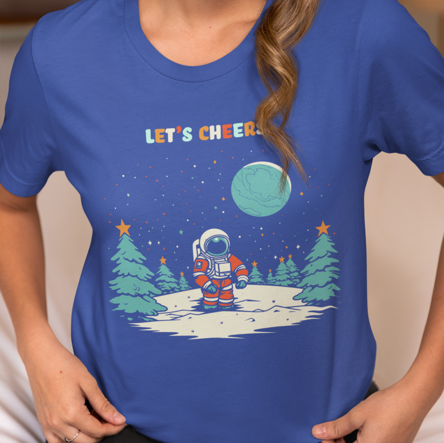 Christmas Shirt, Astronaut Shirt, Spaceman Shirt, Funny Christmas T-Shirt, Space Shirt, Christmas Gift Idea, Let's Cheers Shirt