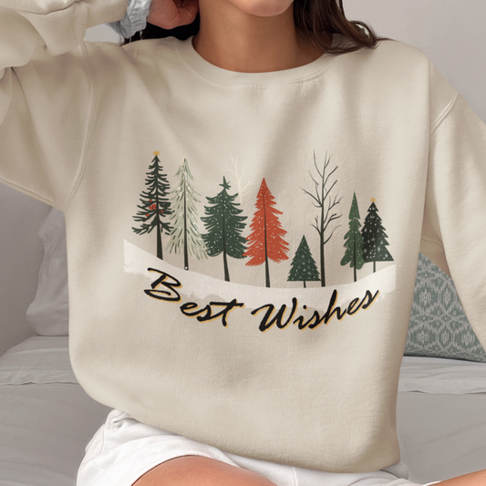 Christmas Tree sweatshirt, Pine Tree Sweater, Best Wishes Sweatshirt, Xmas Sweater, Christmas Gift Idea, Winter Sweater, Gift for her