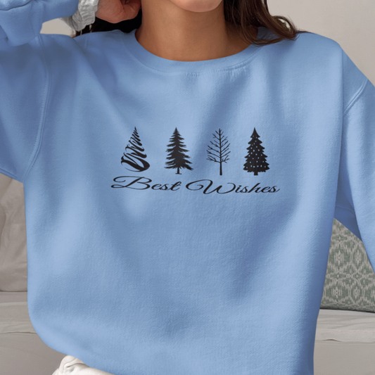 Christmas Tree sweatshirt, Pine Tree Sweater, Best Wishes Sweatshirt, Xmas Sweater, Christmas Gift Idea, Winter Sweater, Gift for her