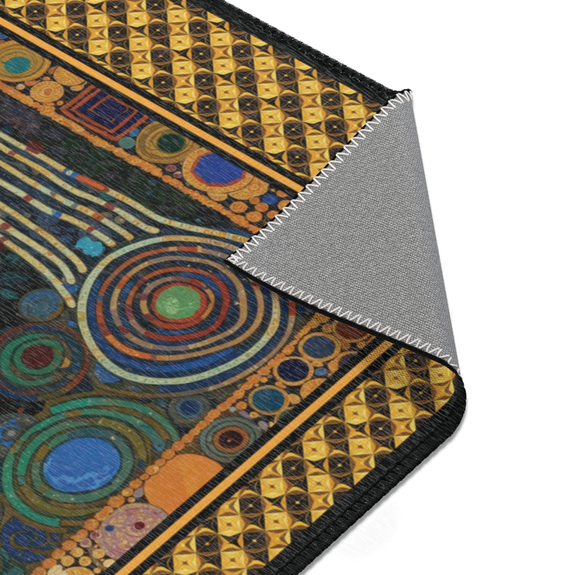 Close-up of a rug with pattern on a white background