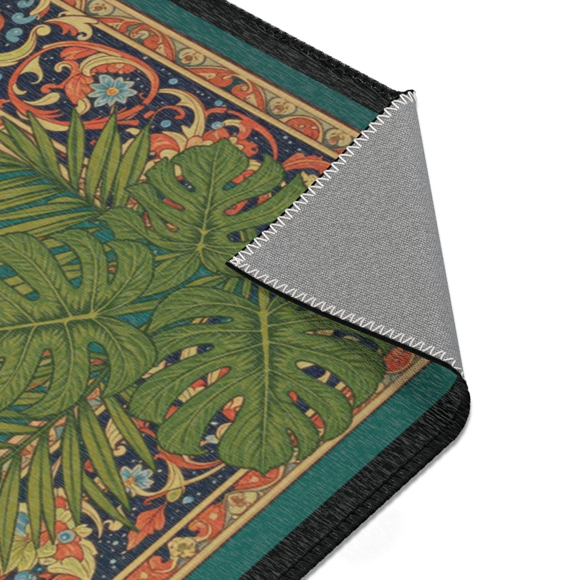 Area rug with lion graphic designs