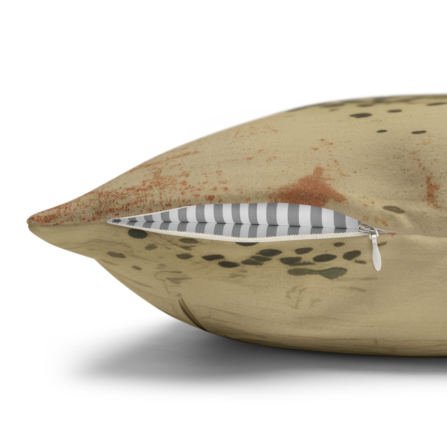 Decorative pillow with a camouflage pattern on a white background