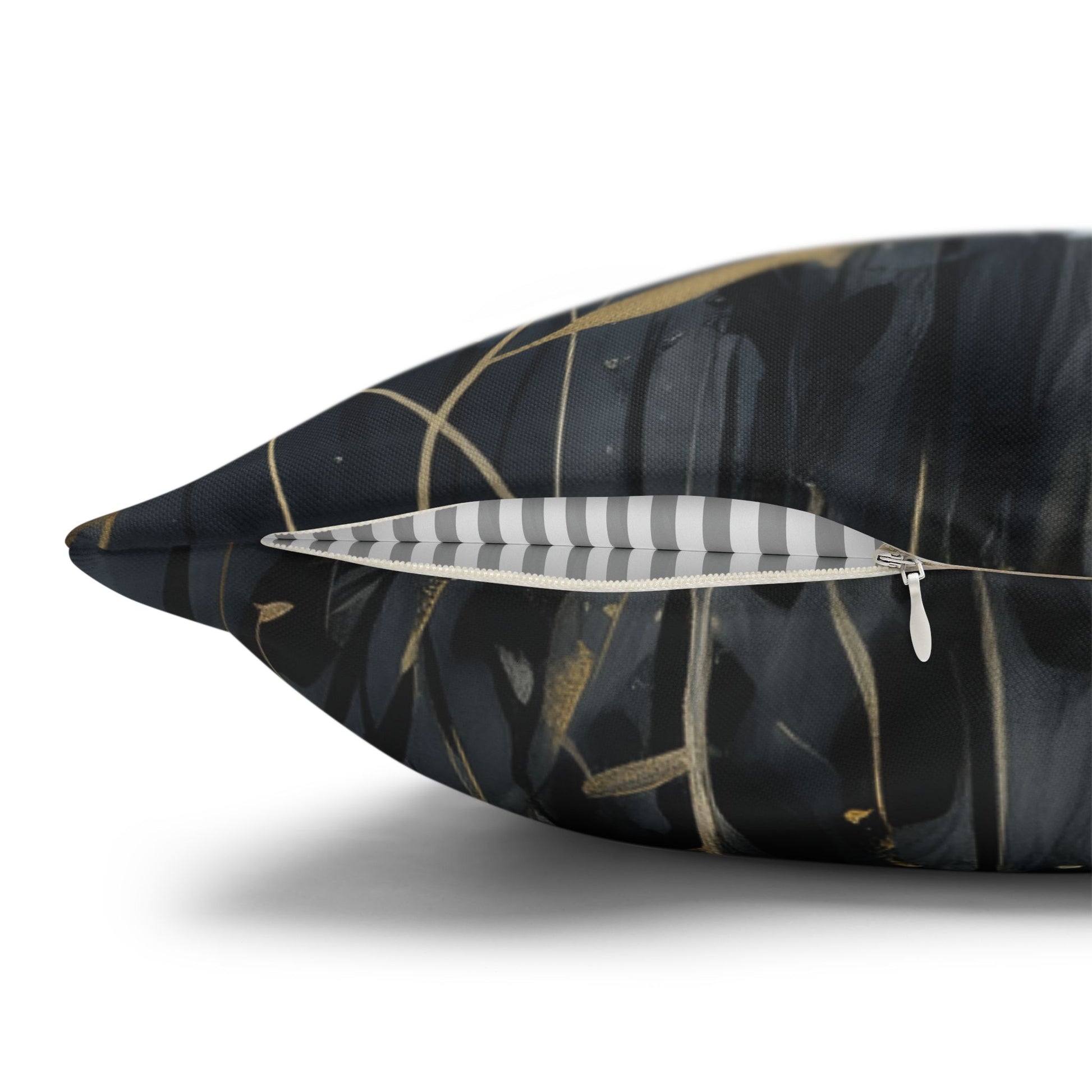Decorative pillow with leaf design on a white background