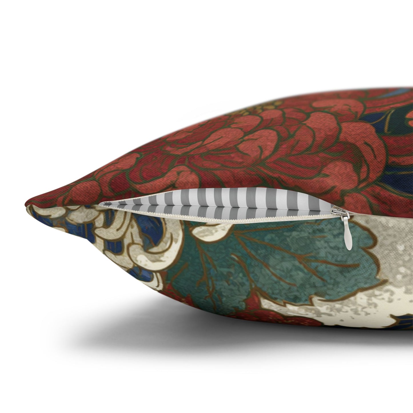 Decorative pillow with floral pattern on a white background