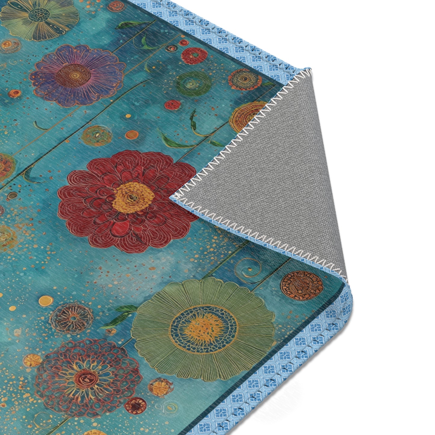 Colorful floral-patterned rug 