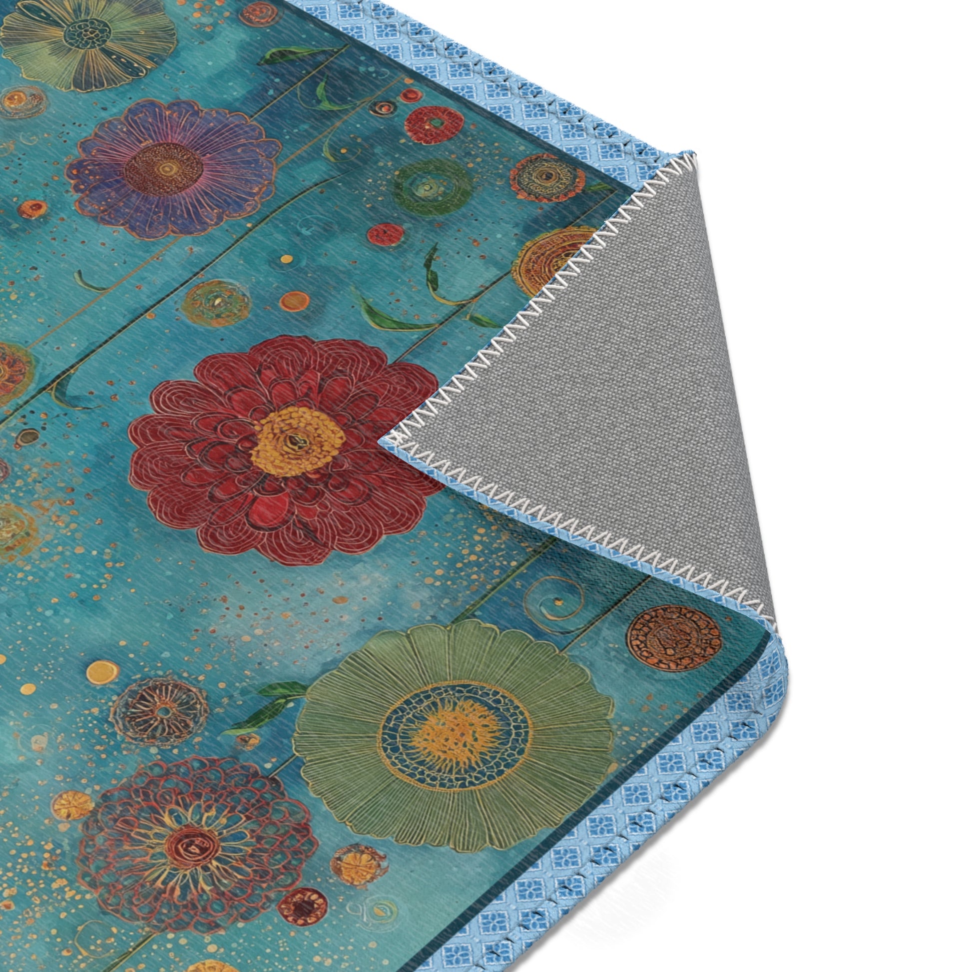 Colorful floral-patterned rug 