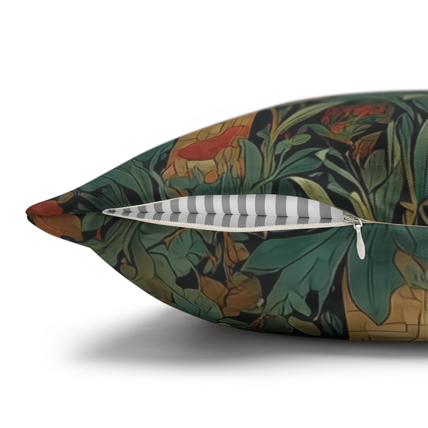 Enchanted Forest Trees Pillow Case, Arts and Crafts Botanical Design, Green Cushion Cover