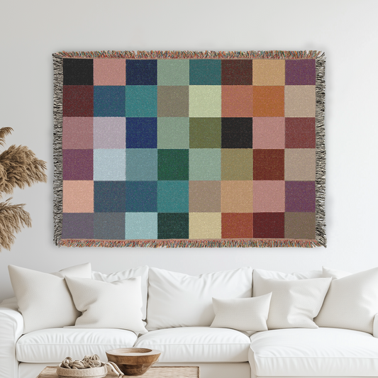 Checkerboard Woven Blanket - Colorful Home Decor Throw, Cozy Bedding, Soft Couch Blanket, Unique Gift Idea, Decorative Tapestry