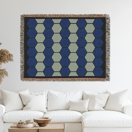 Geometric Hexagon Woven Blanket, Modern Sofa Throw, Wall Tapestry, Cozy Pattern Home Decor, Trendy Wall Decor, House Warming Gift