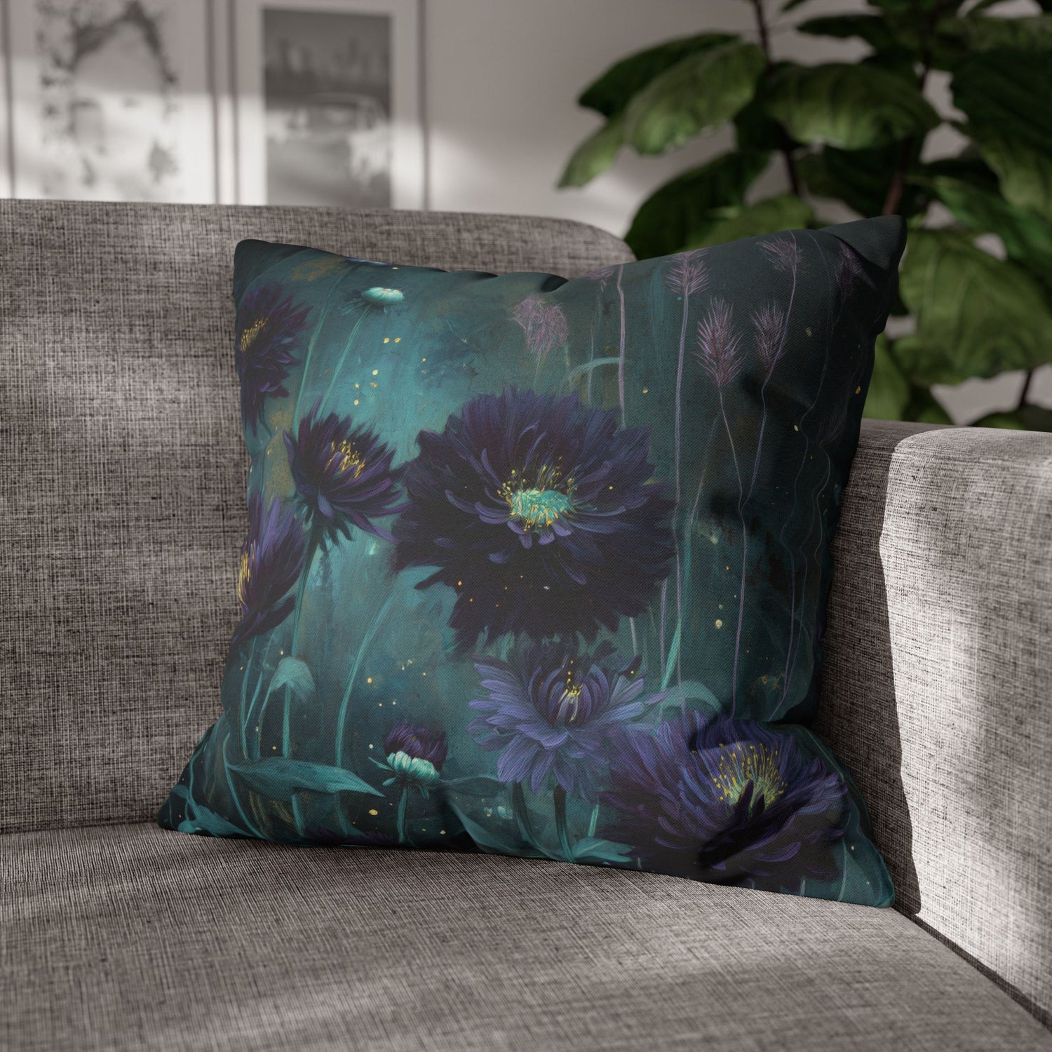 pillowcase with dark floral designs