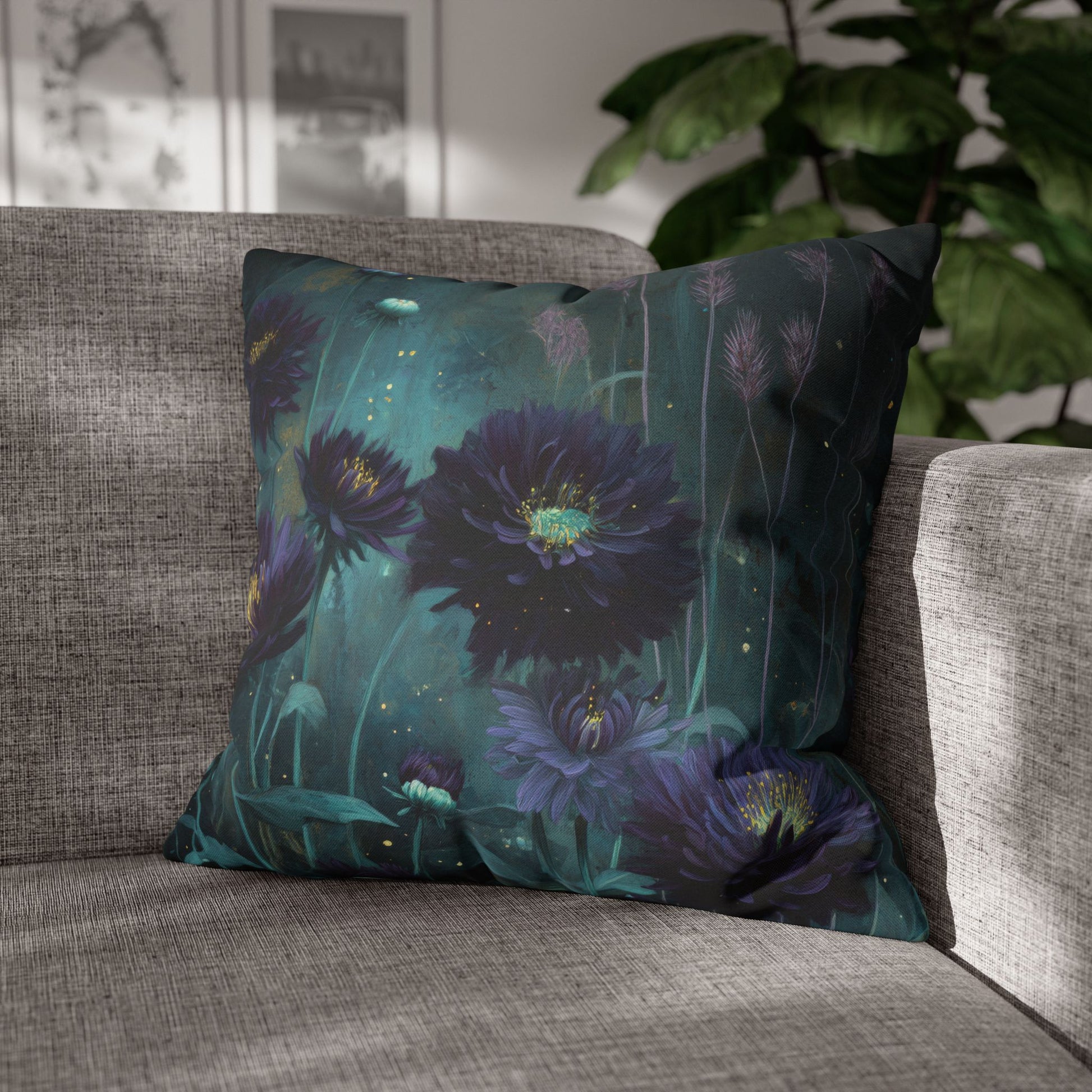 pillowcase with dark floral designs