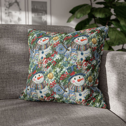 pillow with snowman graphic