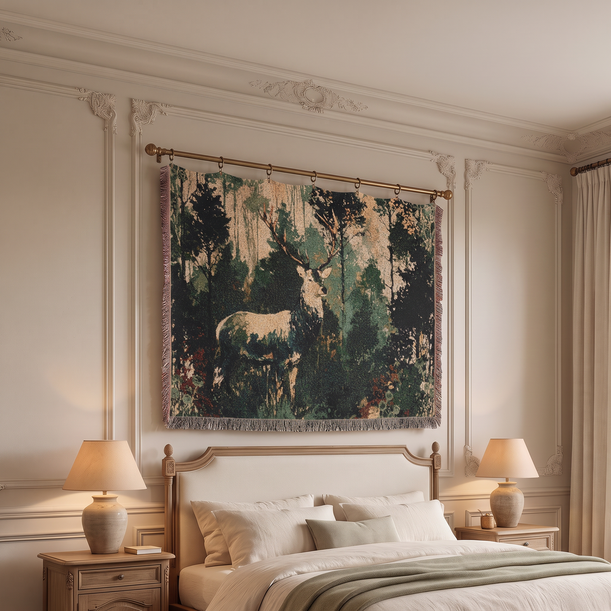 woven blanket with a deer designs