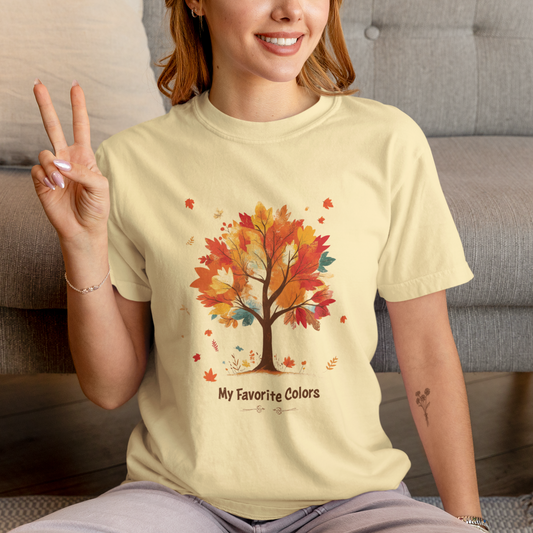 Comfort Colors Autumn Tree T-shirt, Fall Favorite Colors Tee, Nature Lover Gift, Vibrant Leaves Shirt, Cozy Fall Season Top