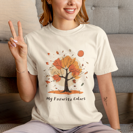 Comfort Colors Fall Tree Shirt, Autumn Leaves Tee, My Favorite Colors Top, Fall Seasonal Fashion Apparel, Fall Season Colors Shirt