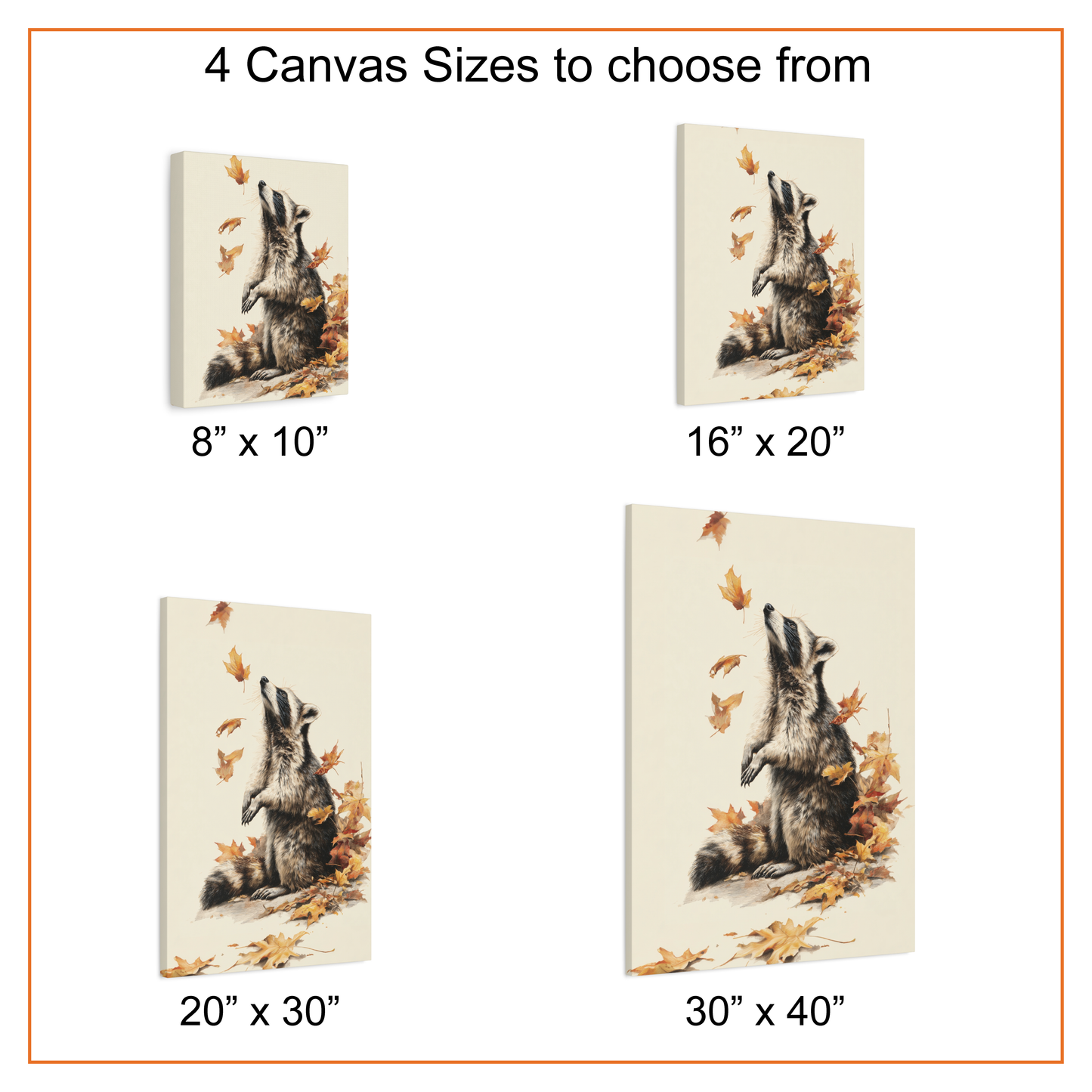 Raccoon and Autumn Leaves Art Print, Cottagecore Wall Art Poster, Woodland Nursery Decor, Whimsical Animal Canvas, Fall Goblincore Gift