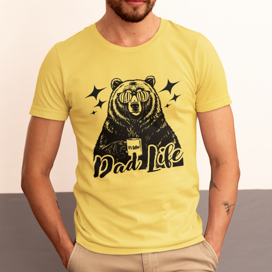 Father's Day Coffee Loving Dad Bear Shirt, Funny Father Day Shirt, Dad Life Short Sleeve T-shirt, Funny Gift for Dad, Bear Dad Shirt