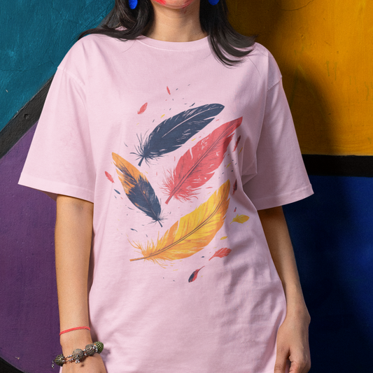 Comfort Colors Colorful Feathers Unisex Garment-Dyed T-shirt, Vibrant Feather Shirt, Nature-Inspired Top, Creative Artistic Shirt