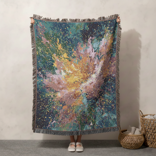 Abstract Floral Design Woven Blanket, Cozy Flower Throw, Artistic Floral Wall Tapestry, Statement Decor, Colorful Home Accent Sofa Bed Cover