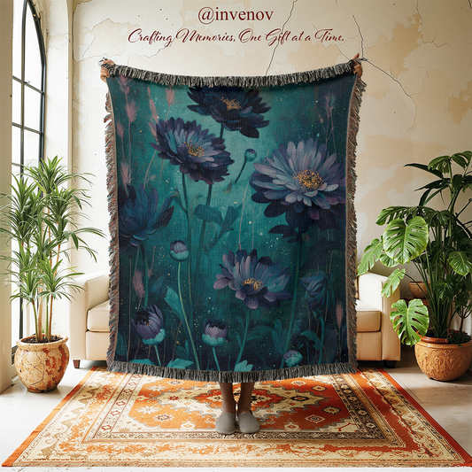 woven blanket with flower designs