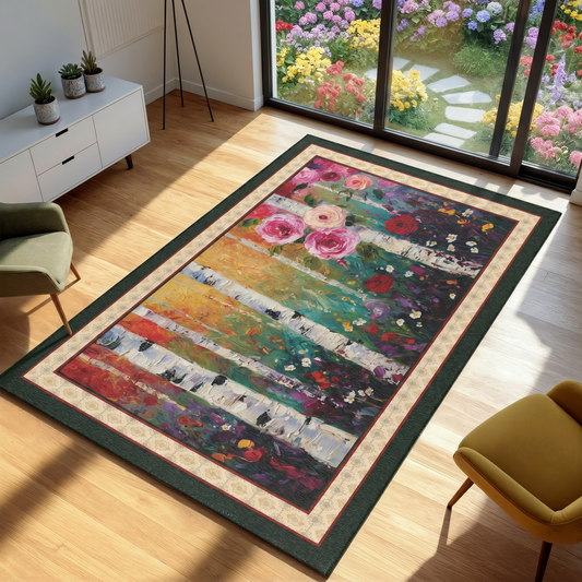 Area with flower and tree designs