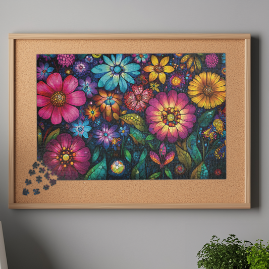 Mosaic Style Flower Jigsaw Puzzle, Colorful Floral Garden Mosaic Art, Fun Activity for Art Enthusiasts, Nature Lovers, Gift Idea, Home Decor