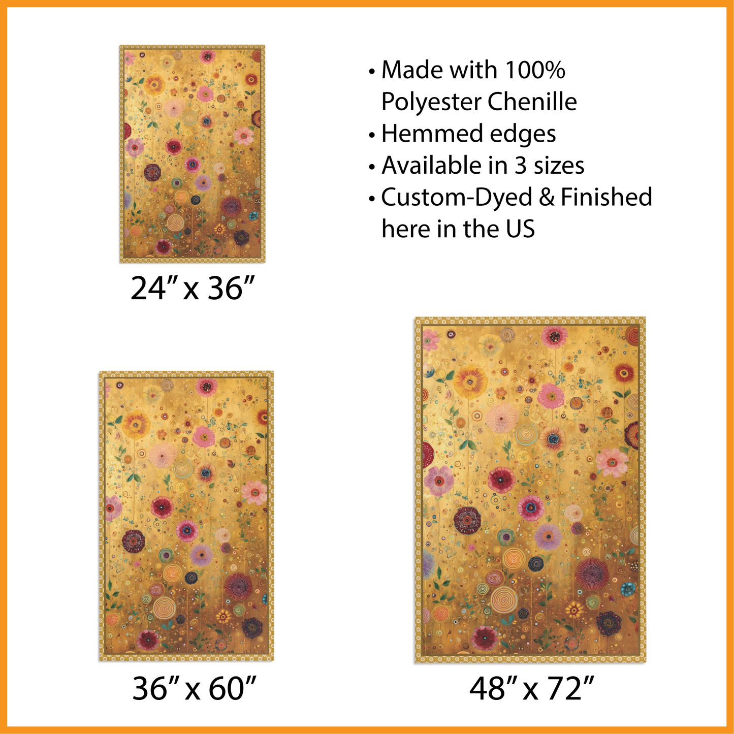 Yellow Art Nouveau Floral Carpet, Maximalist Boho Decor, Gustav Klimt Inspired Area Rug,  Abstract Flower Floor Mat, Artistic Home Gift