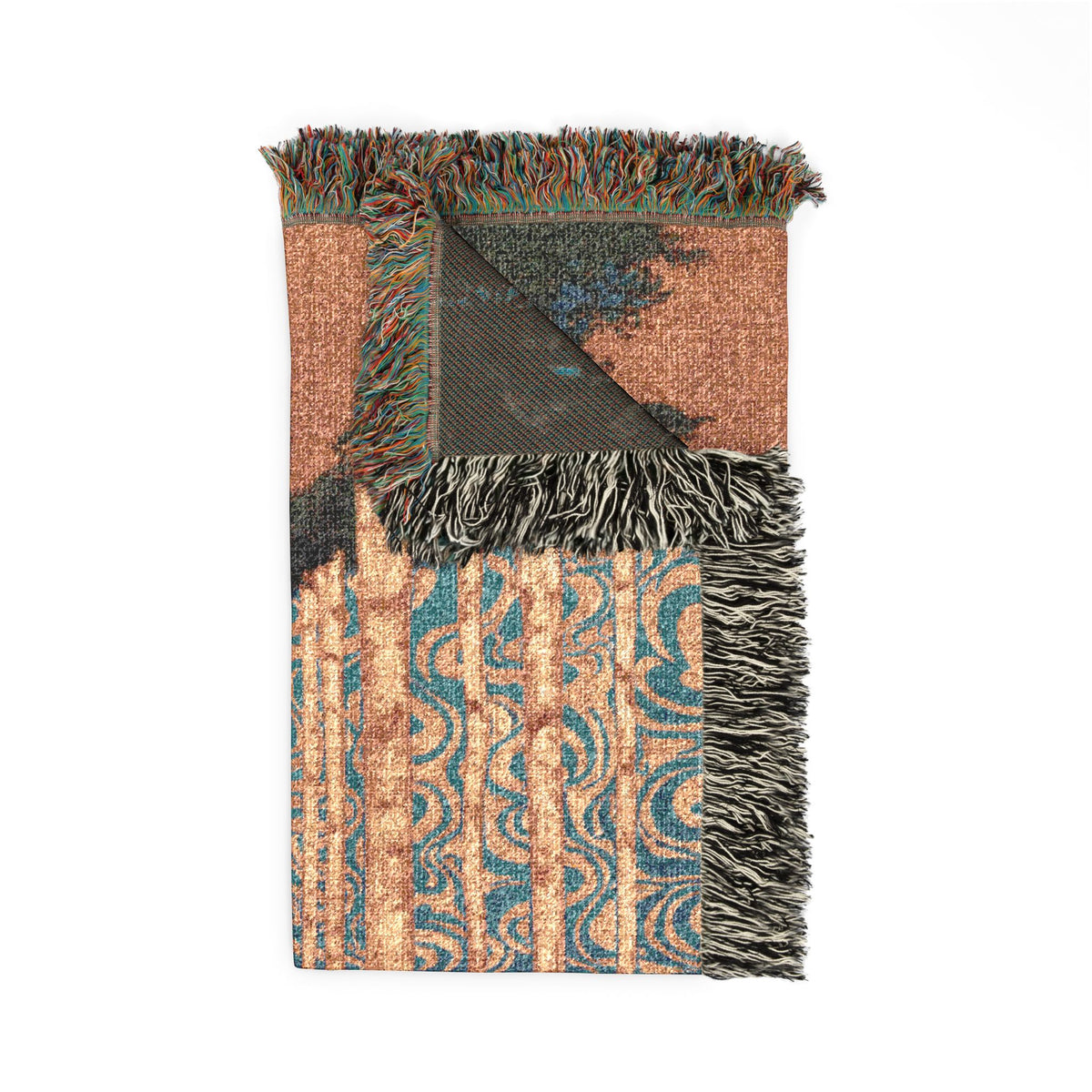 Woven blanket with forest designs