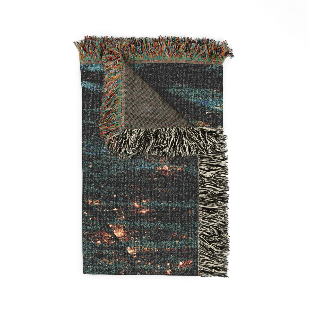 woven blanket with forest designs