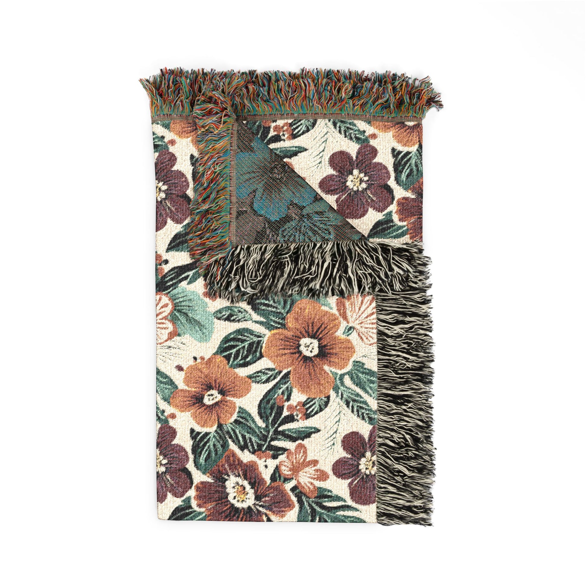 Woven blanket with floral pattern