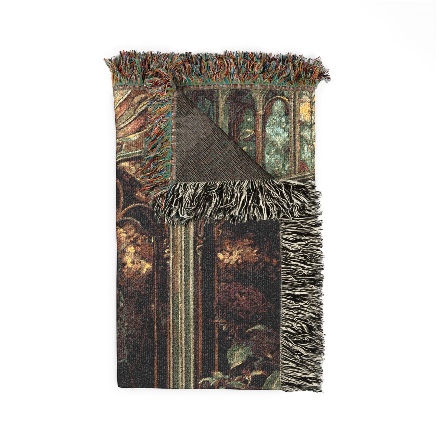 Decorative blanket with artistic design on a white background