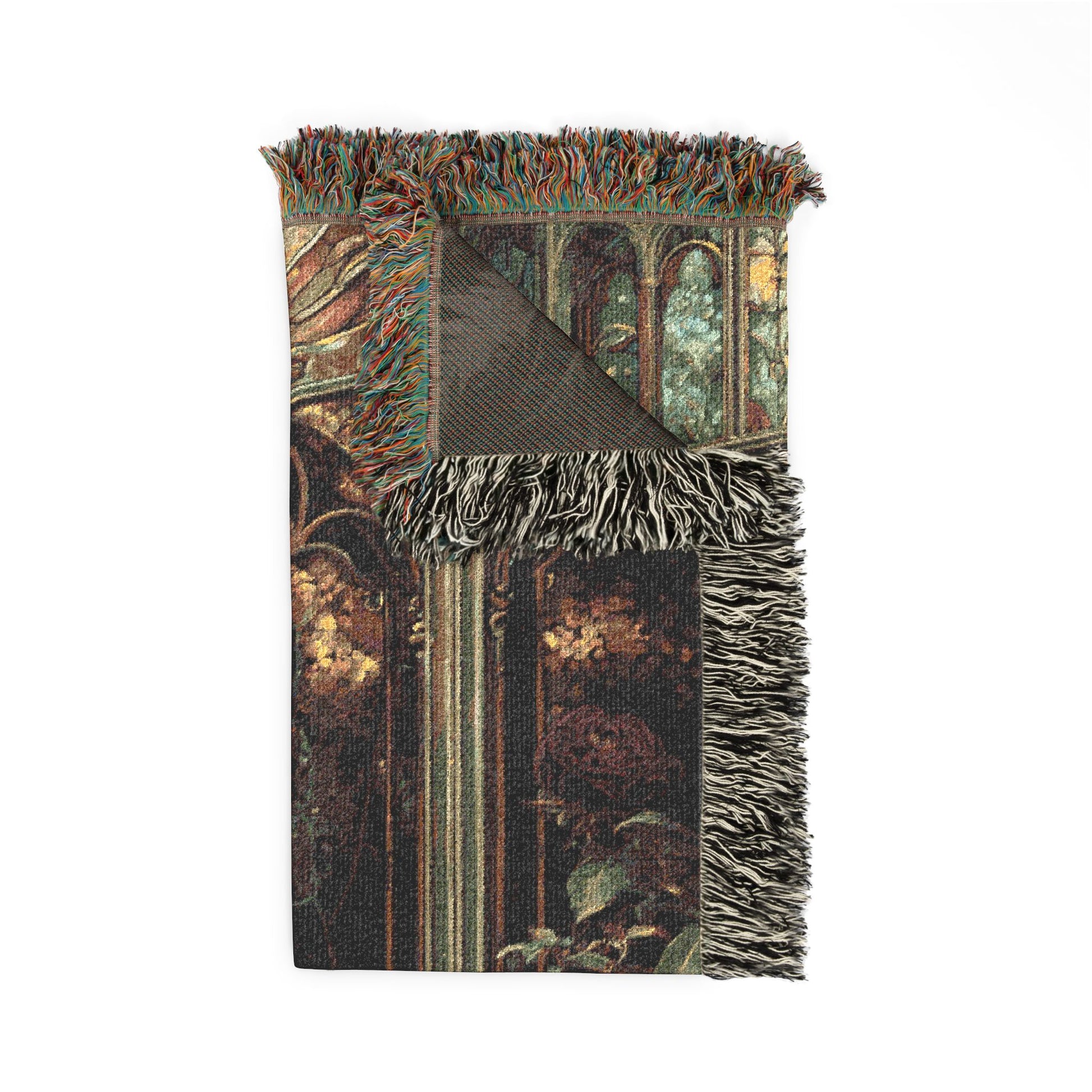 Decorative blanket with artistic design on a white background