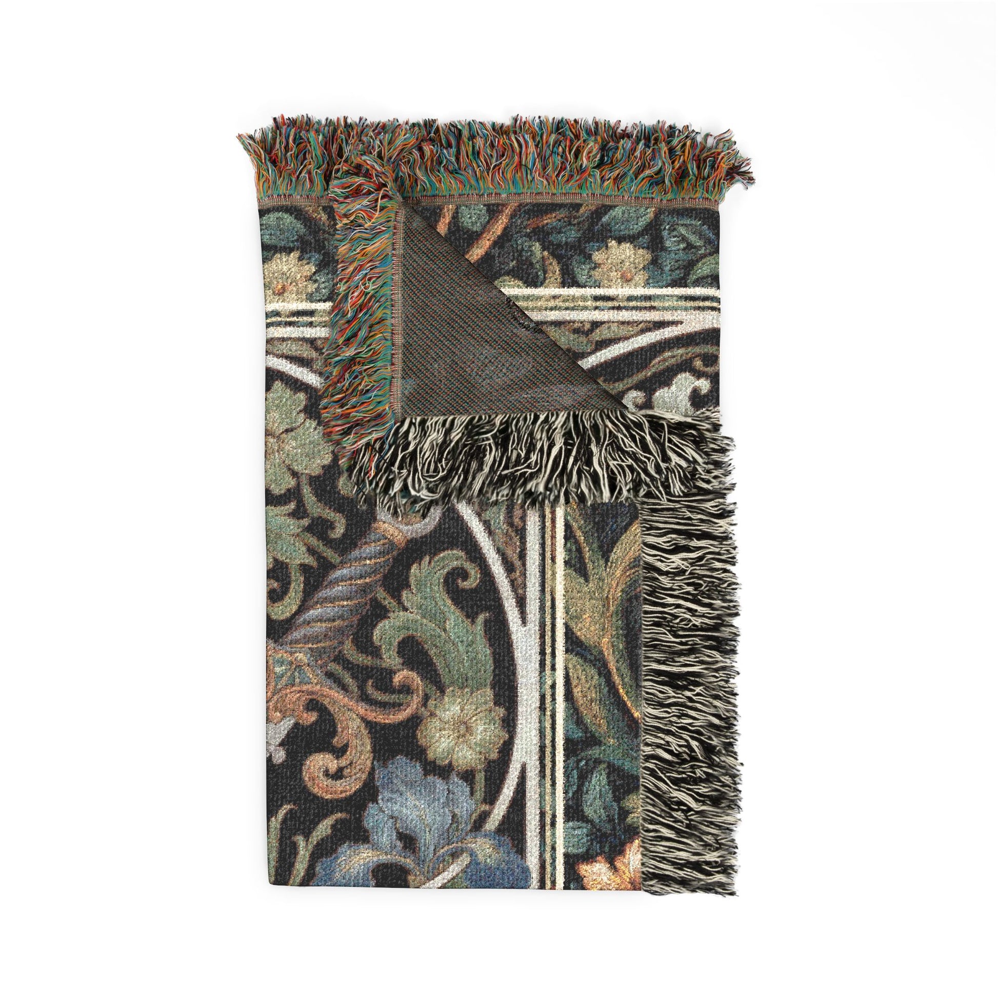 Decorative tapestry with floral and sword design