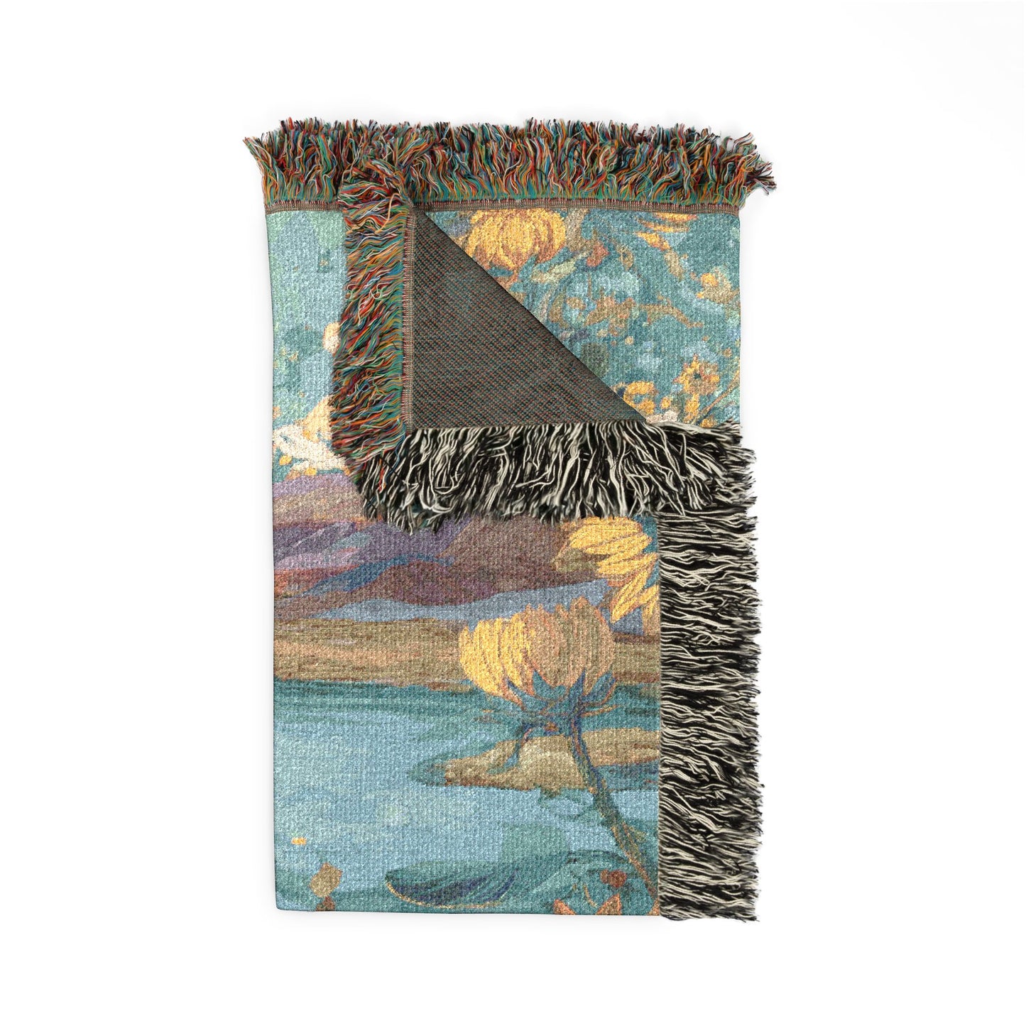 close up of a woven blanket with leapard designs