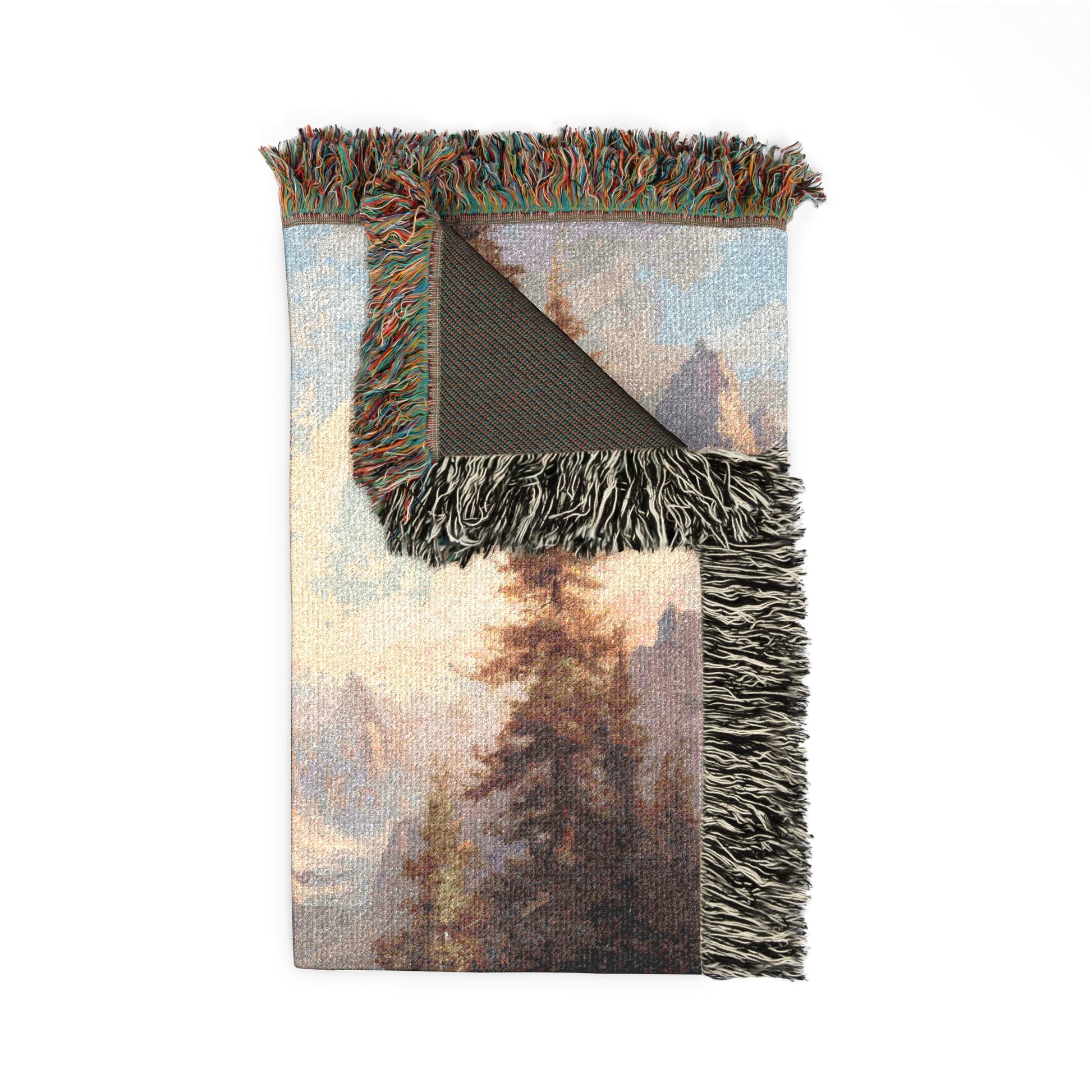 Decorative tapestry of a mountain landscape