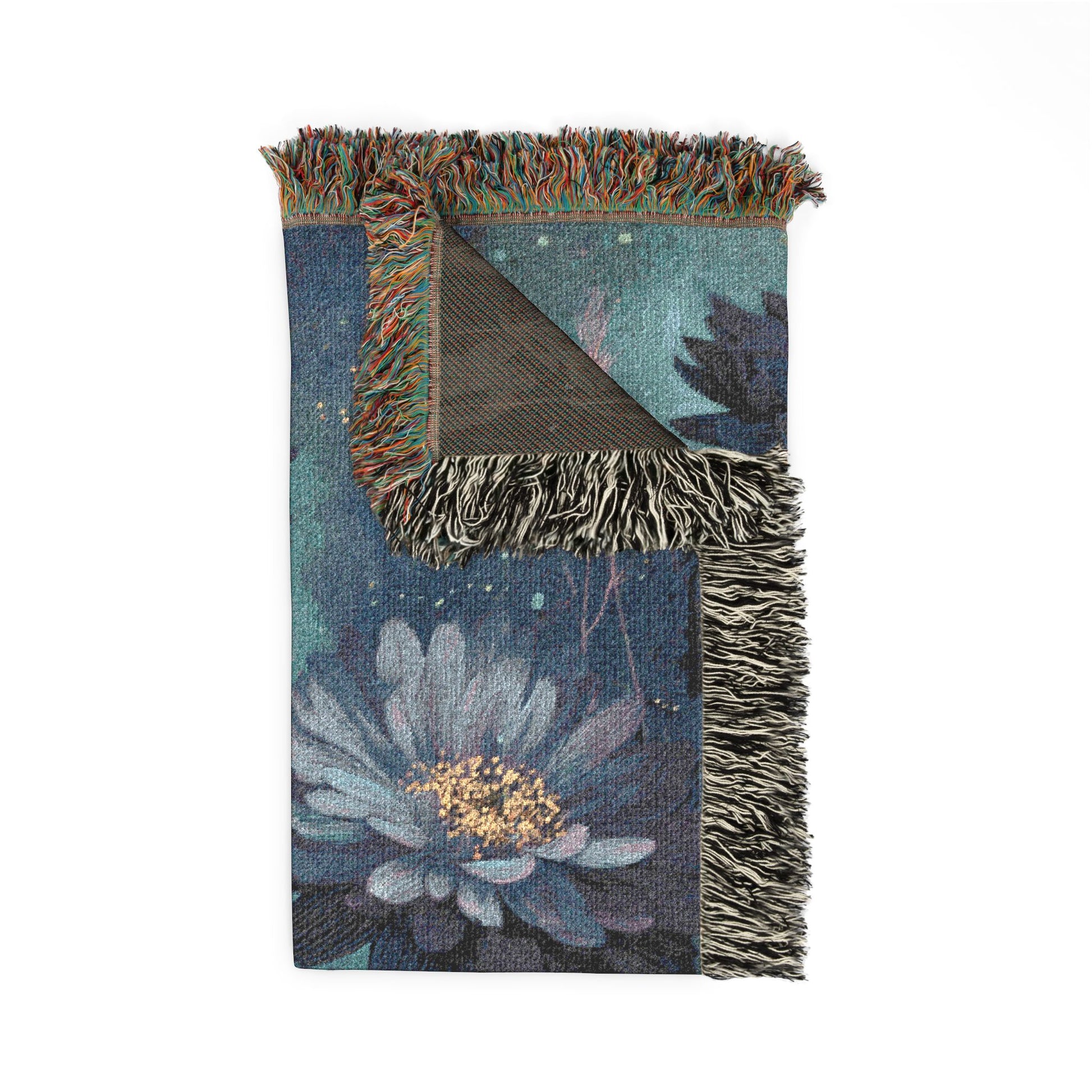 woven blanket with flower designs