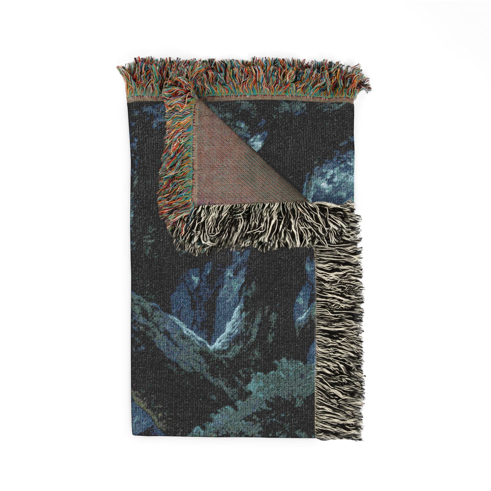 woven blanket with forest designs