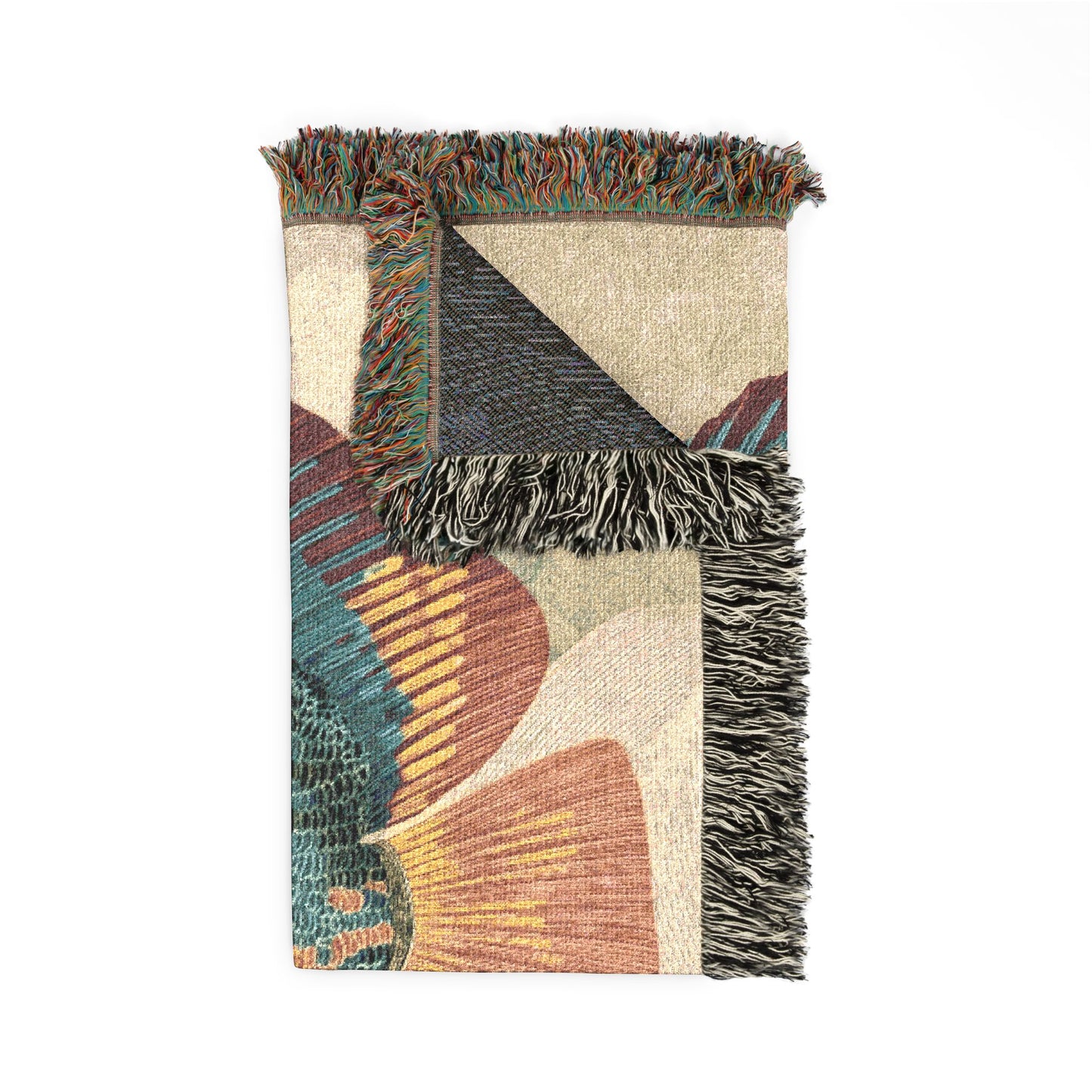woven blanket with fish designs