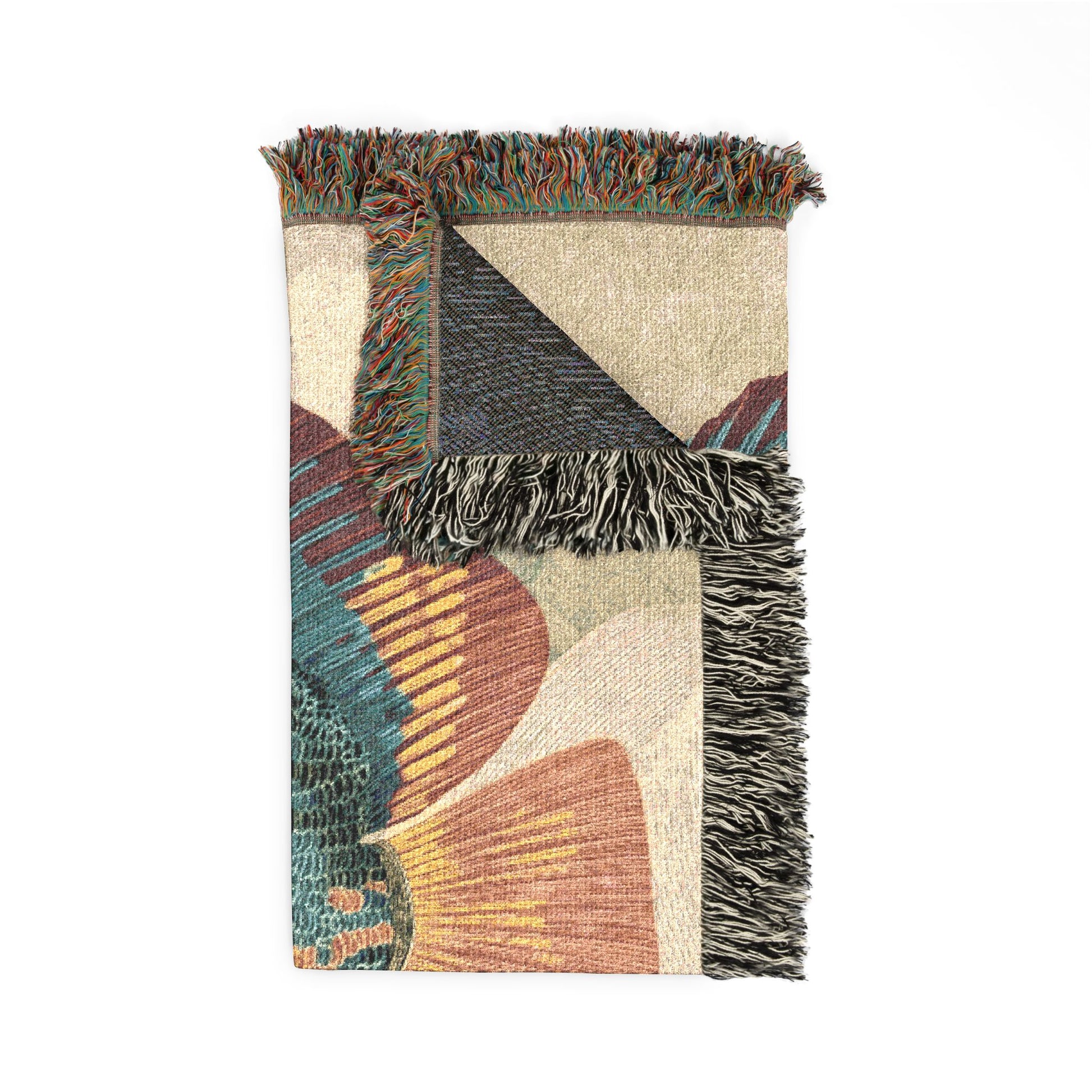 woven blanket with fish designs