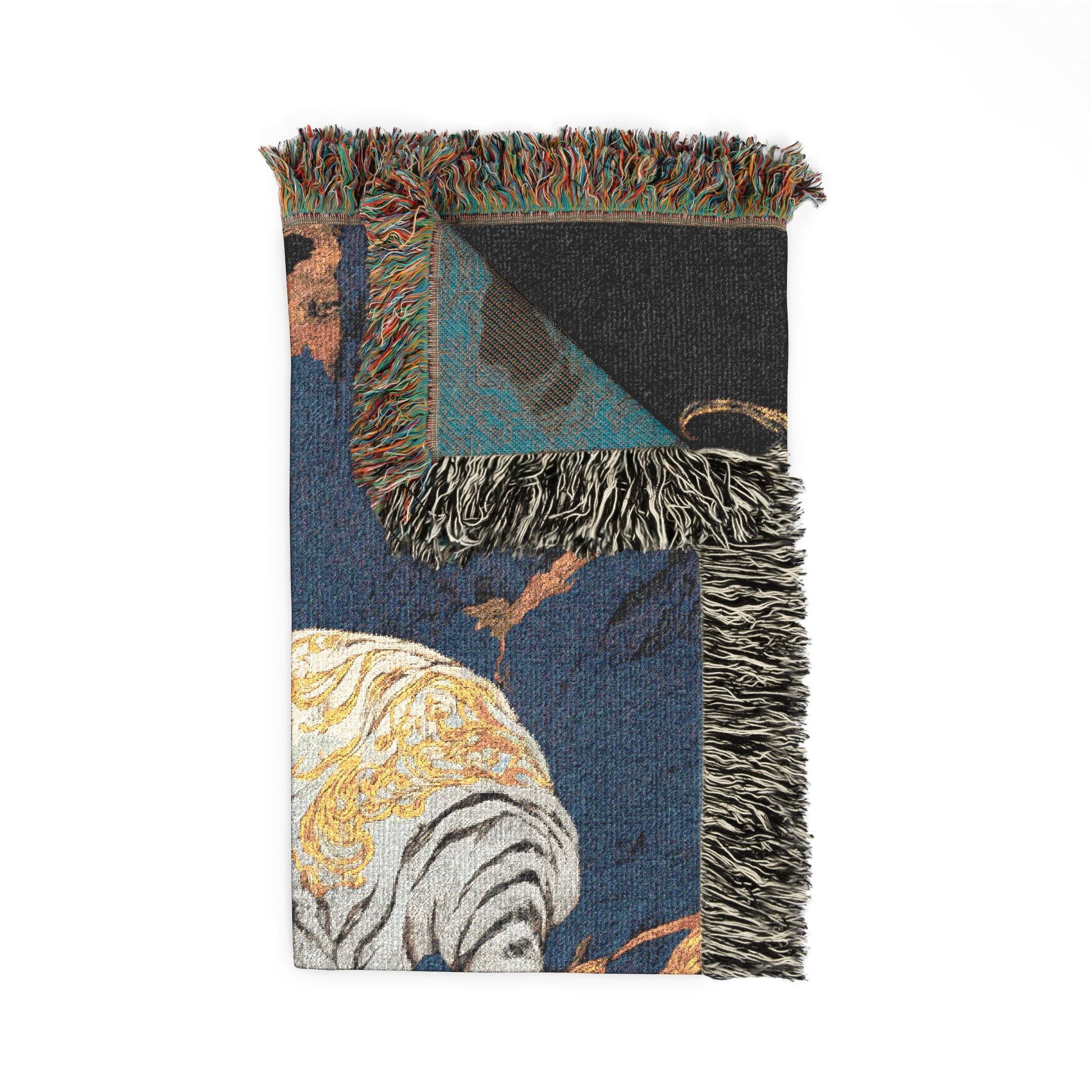 Woven blanket with tiger graphic