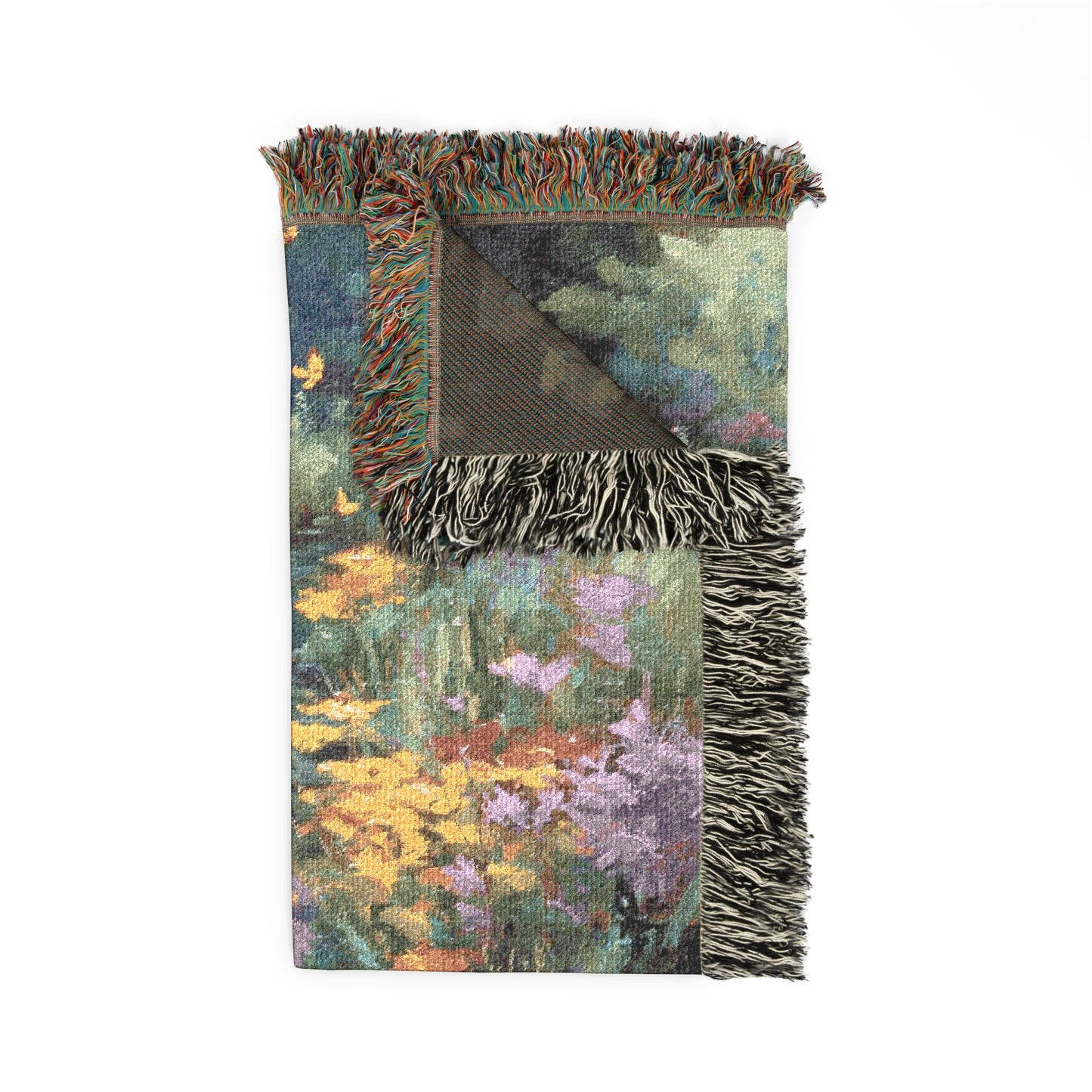 woven blanket with flower designs