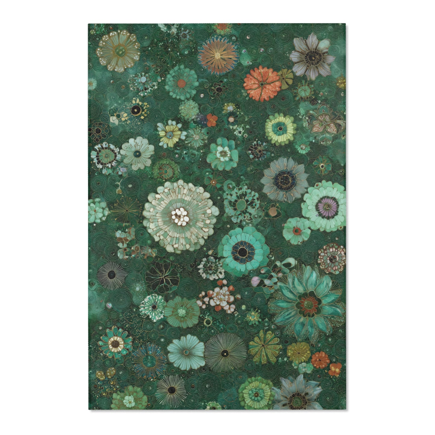 Green Floral Area Rug, Intricate Botanical Carpet, Moody Garden Floor Mat, Sage Green Decor, Art Nouveau Style Rug, Whimsical Room Accent