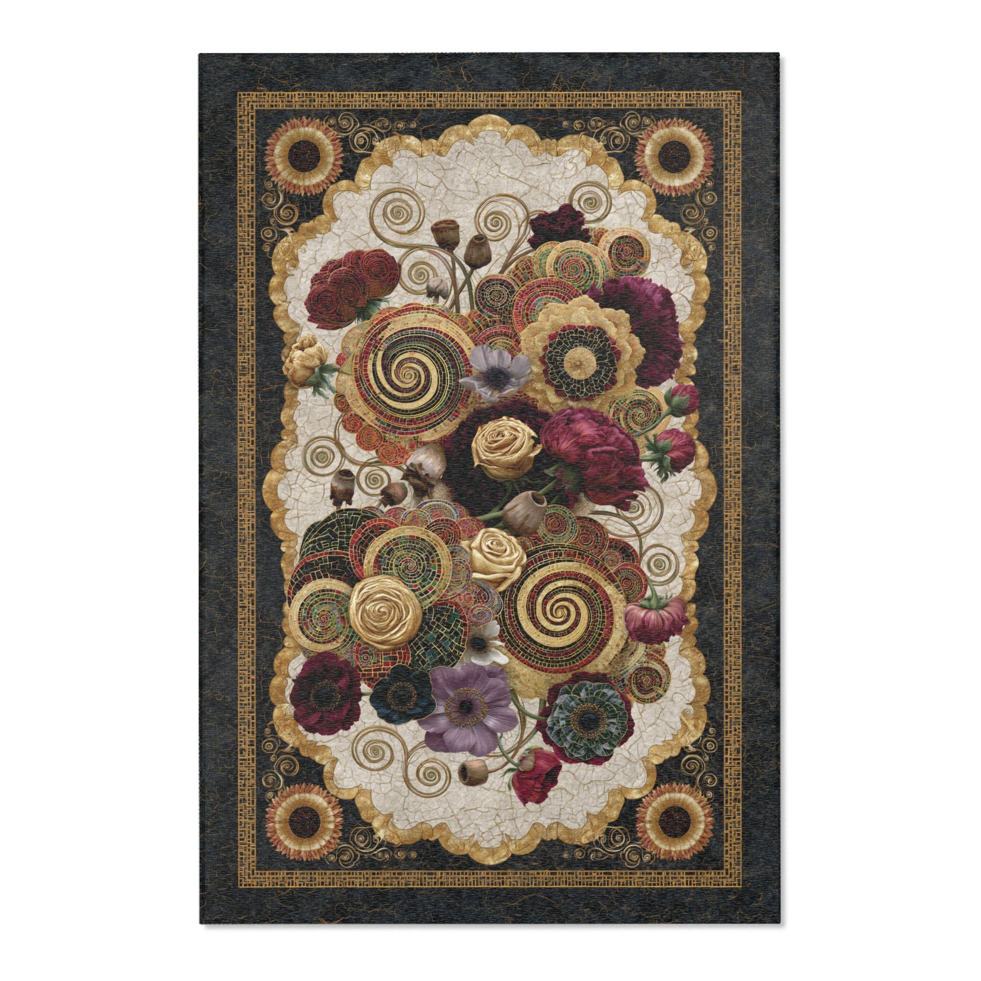 area rug with abstract flower designs