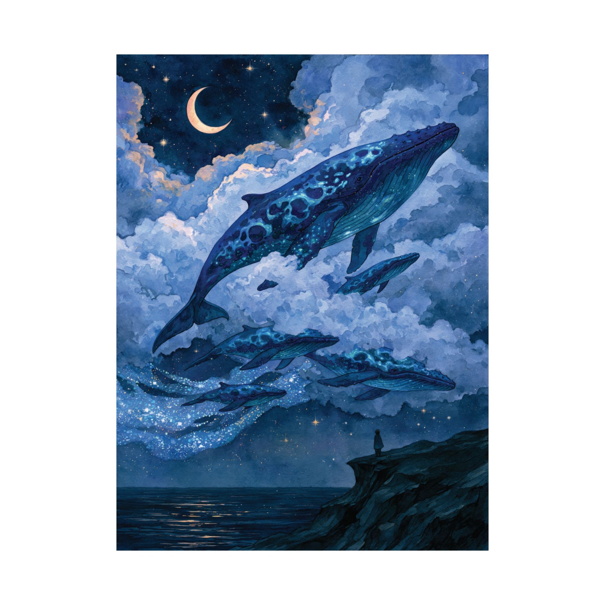 poster art with whale designs