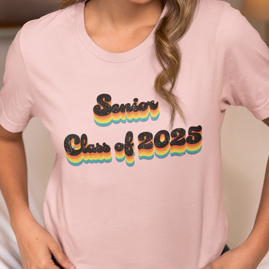 Senior Class of 2025 Shirt, Vintage Style Graduation T-Shirt, Retro Style Distressed School Shirt, Gift for Senior, Graduation Gift