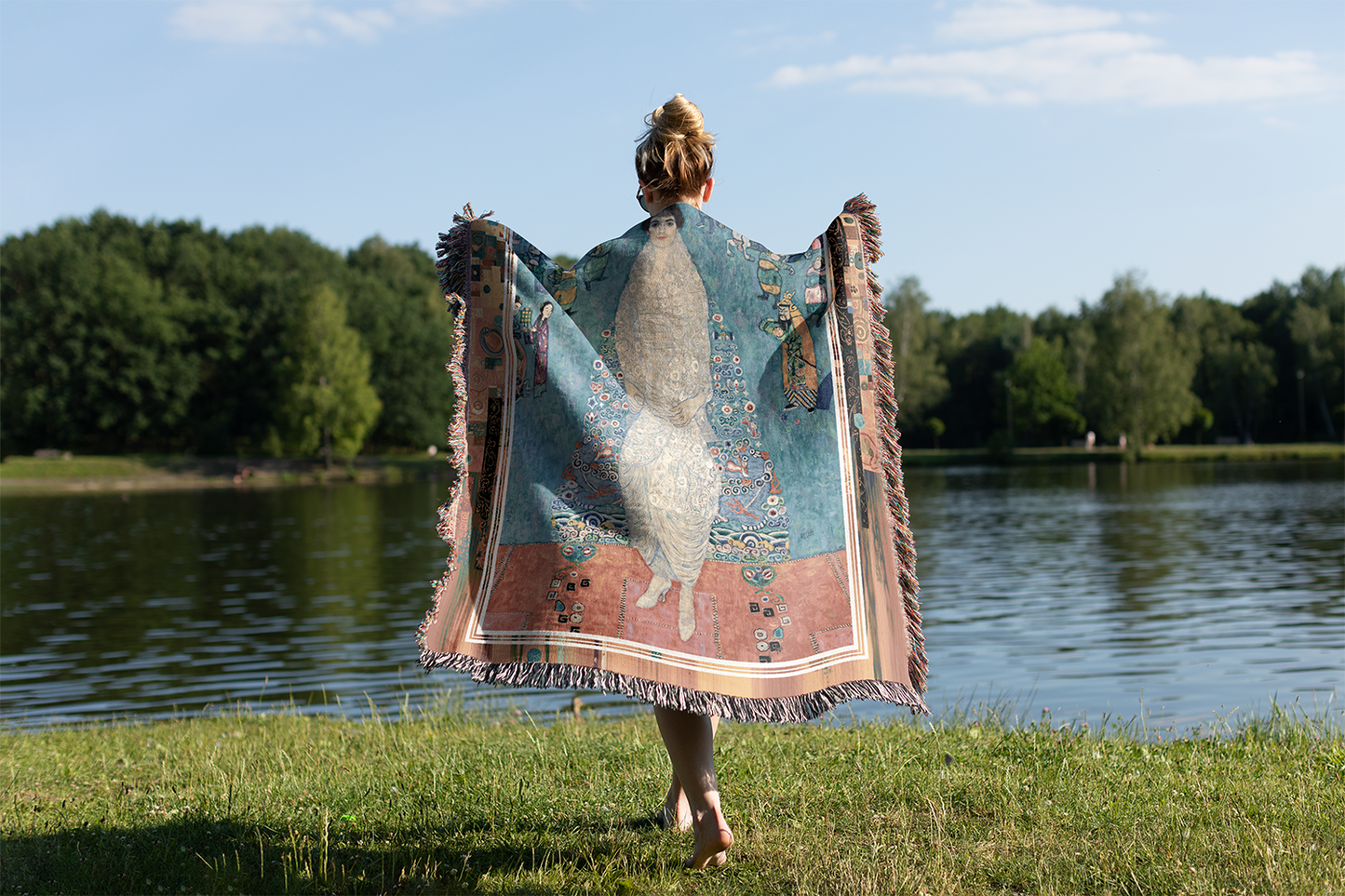 Gustav Klimt Elisabeth Lederer Woven Blanket Reimagine,  Art Jacquard Tapestry, Art Nouveau Throw, Living Room Artistic Decor Gift